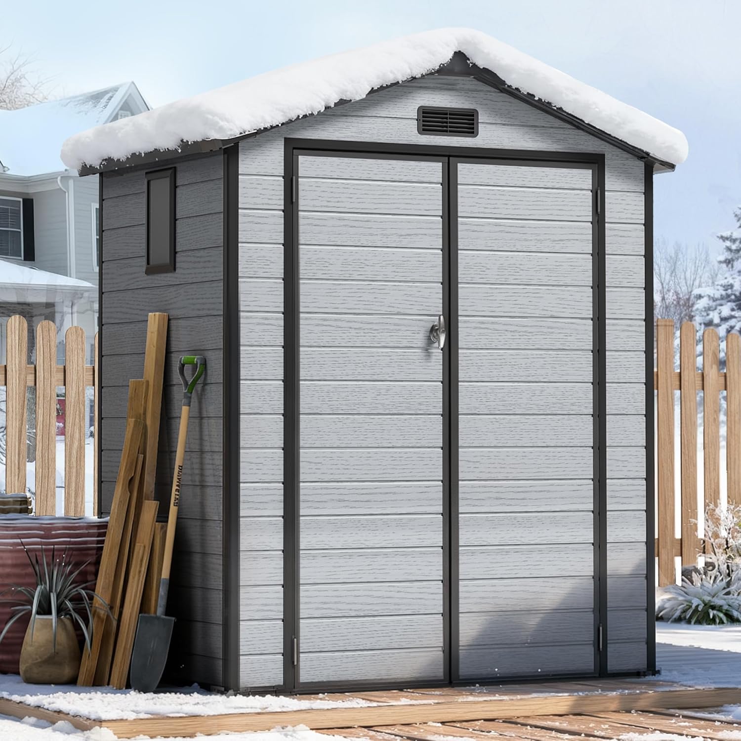 Gardening Tool - 6X4 FT Outdoor Shed, Plastic Storage