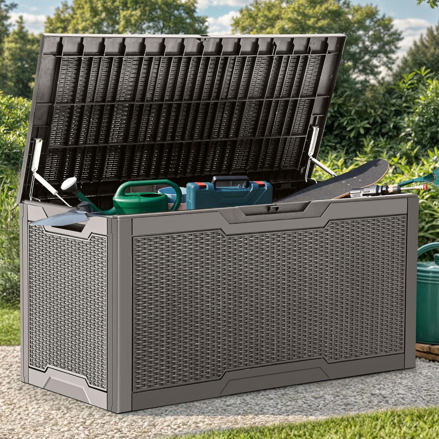 Gardening Tools Water - 100 Gallon Large Deck Box, Outdoor