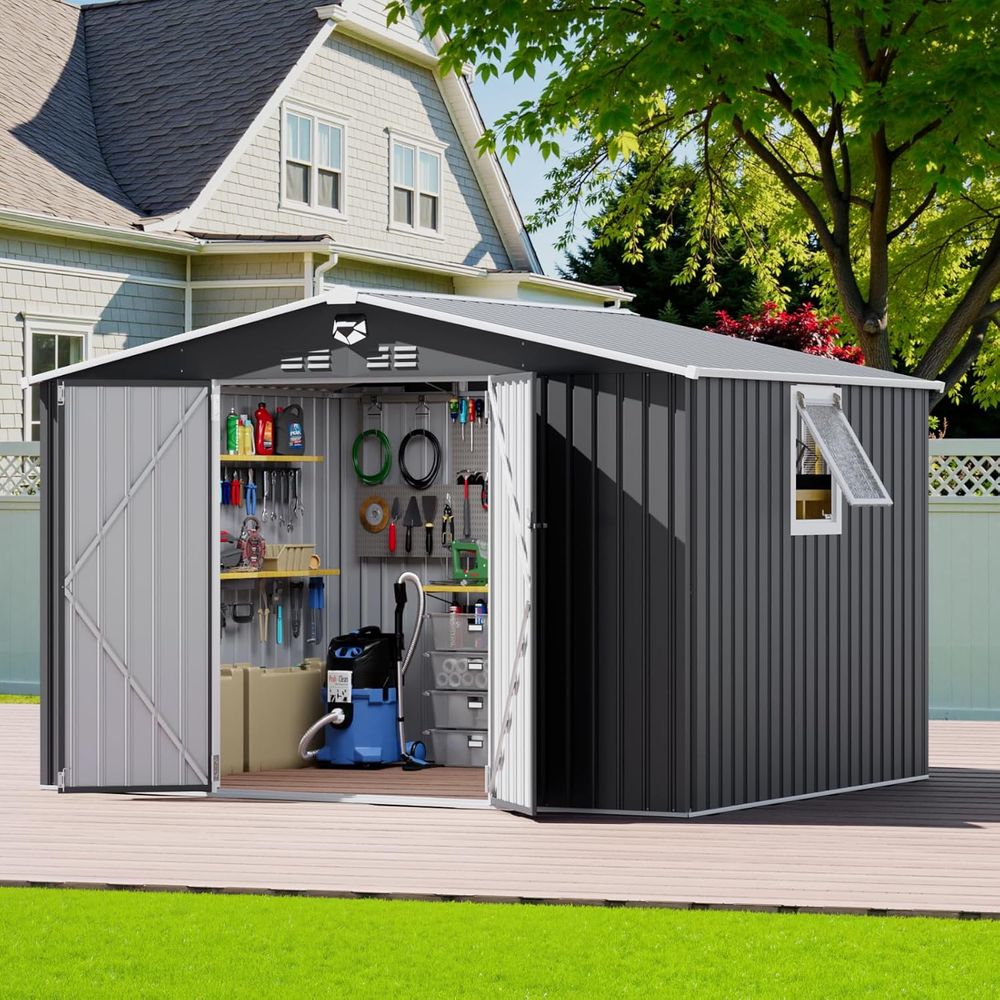 Gardening Tool - 10x8 Outdoor Metal Storage Shed with