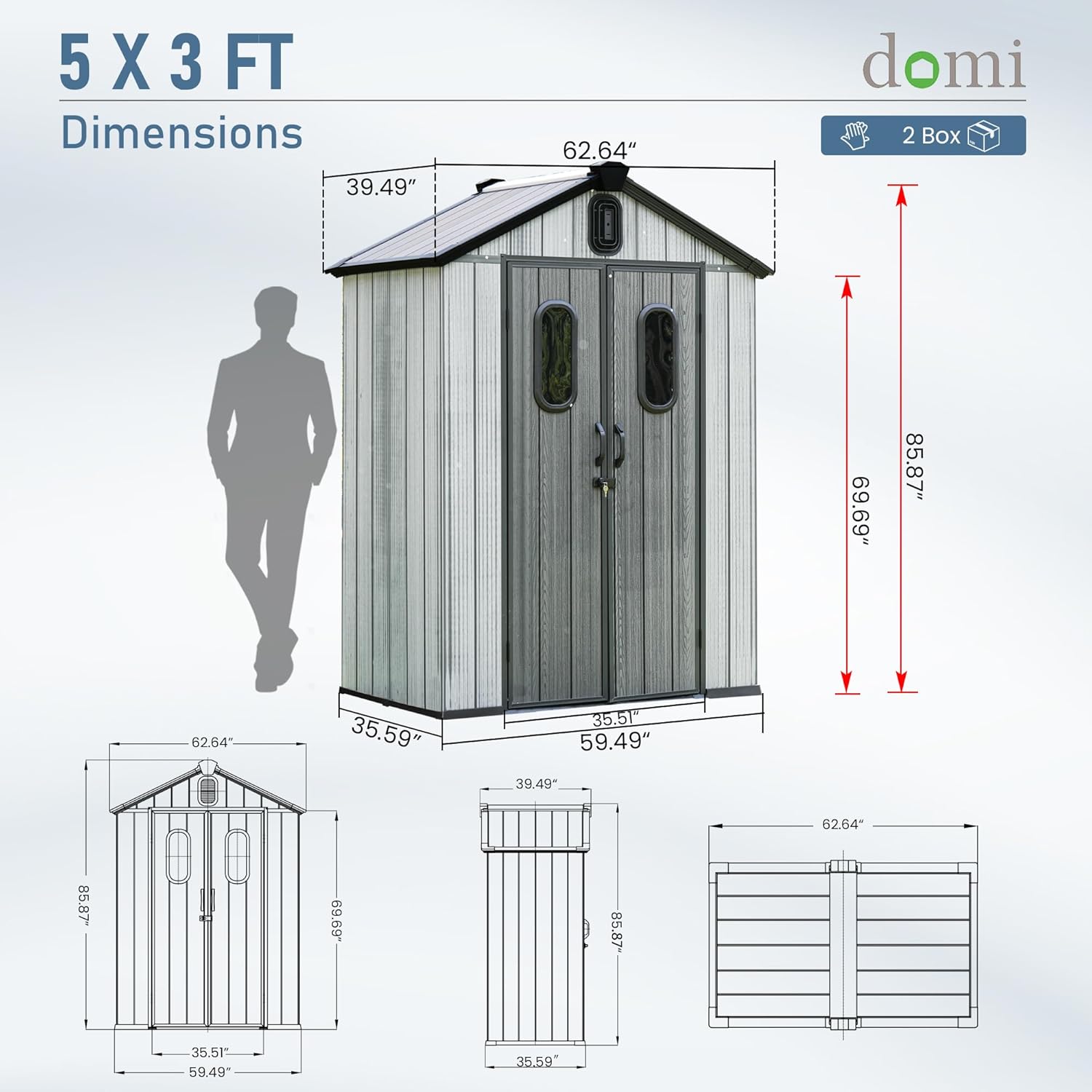 5x3 FT Resin Storage Shed All  - Gardening Tool のレビューと価格