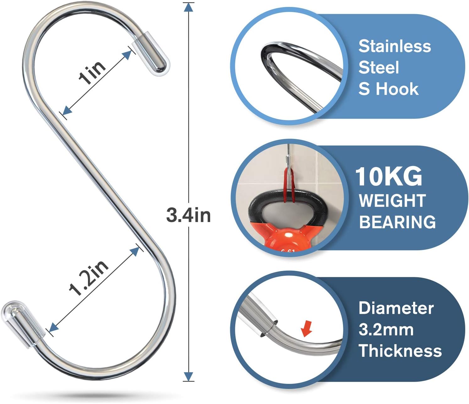 20 Pack S Hooks for Hanging, 3 - Outdoor Planting Bag のレビューと価格