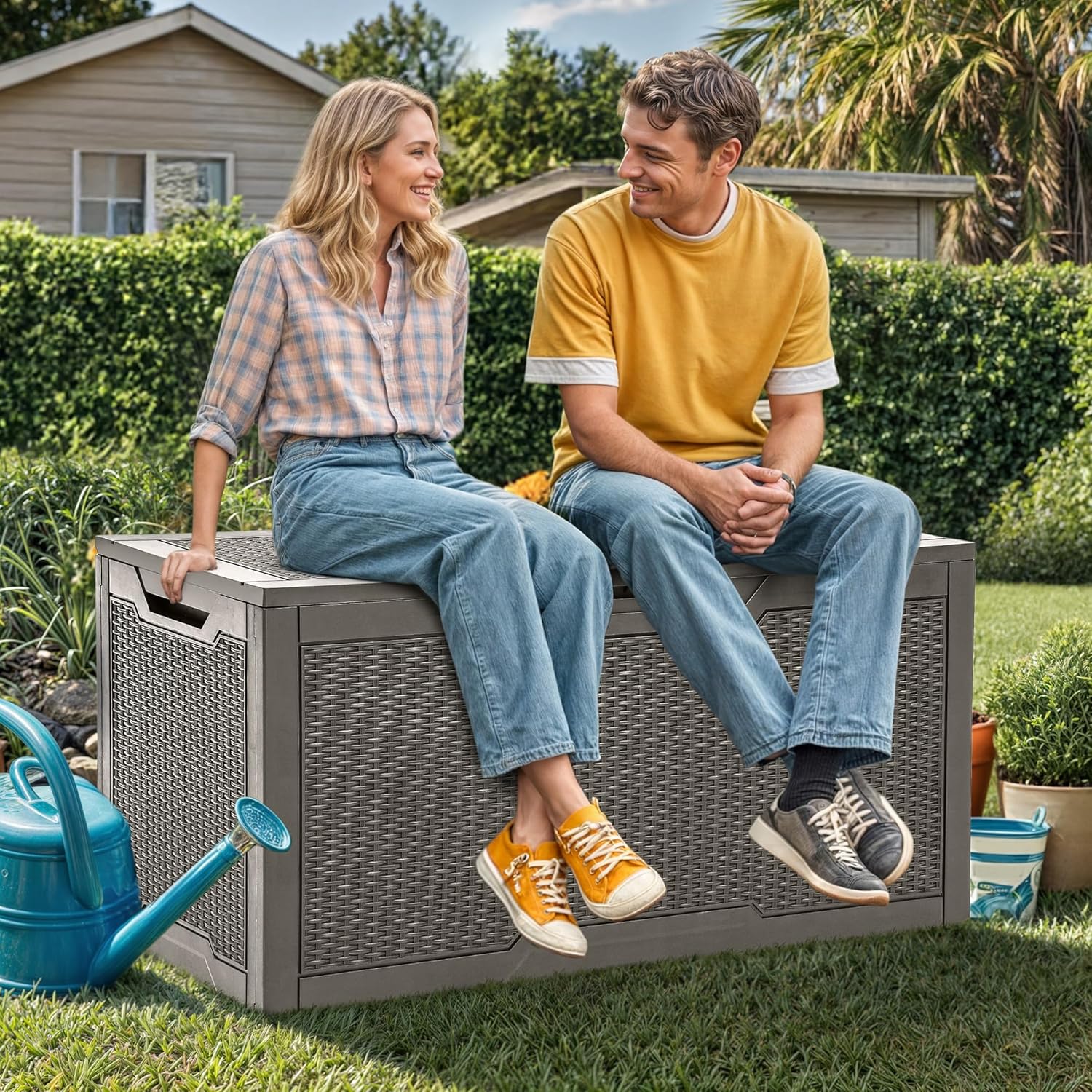 100 Gallon Large Deck Box, Out - Gardening Tools Water のレビューと価格