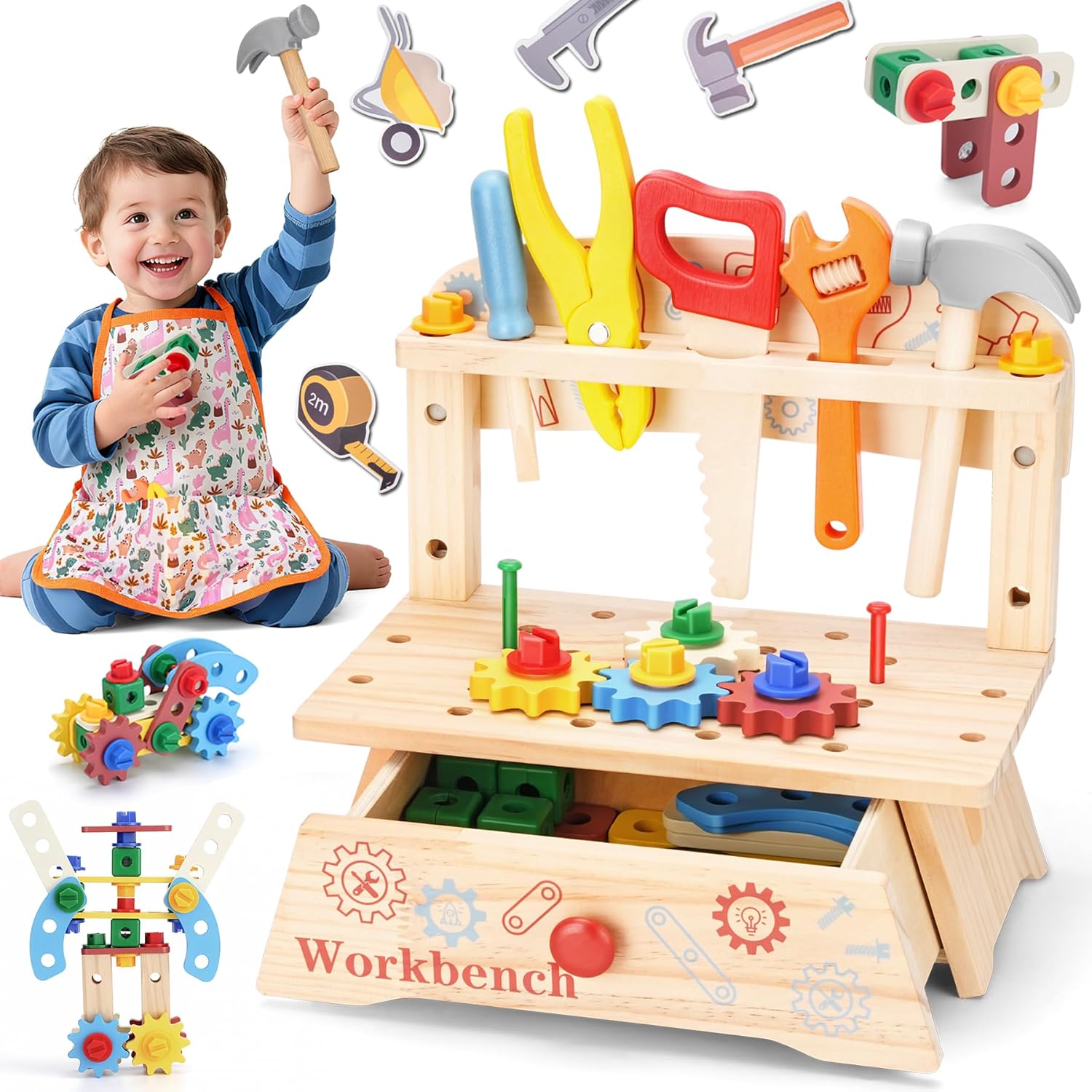 Wooden Tool Bench for Kids,Mon - Gardening Tools Kids Set のレビューと価格