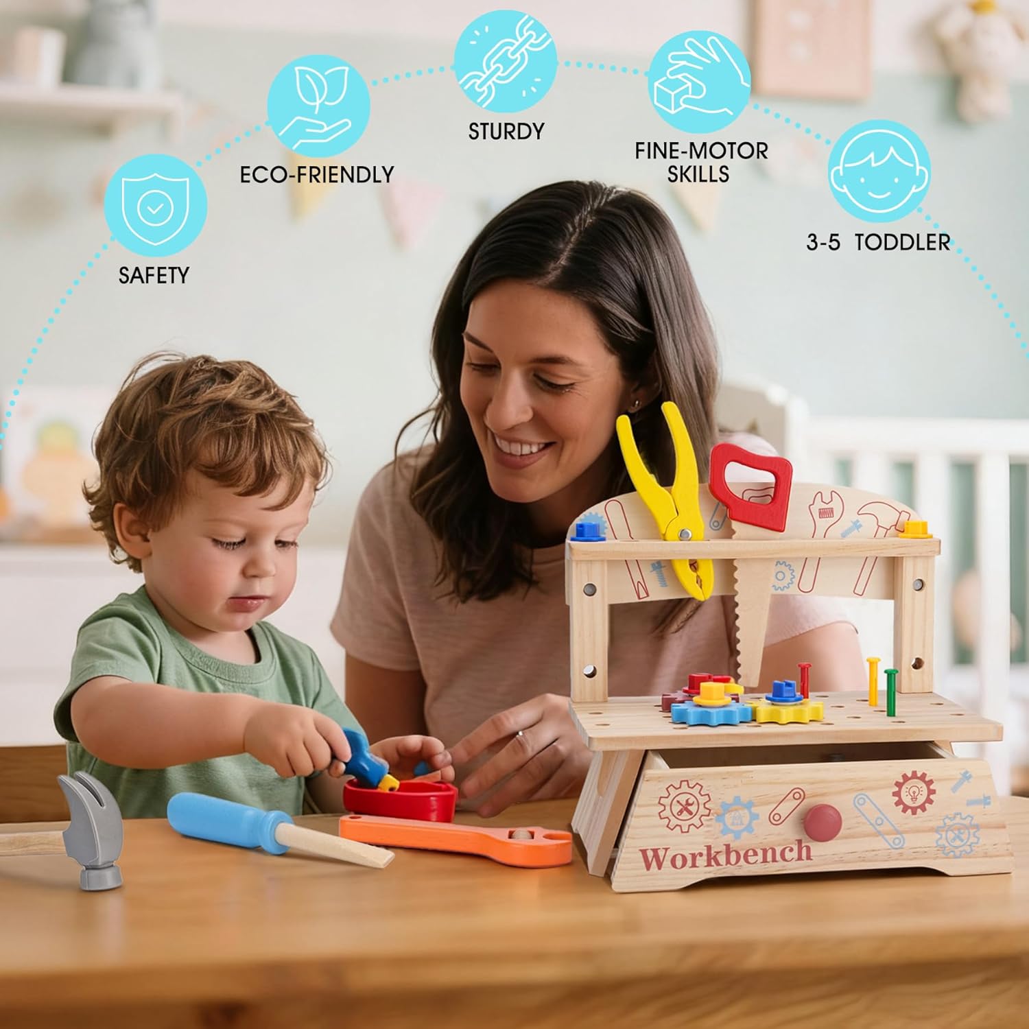 Wooden Tool Bench for Kids,Mon - Gardening Tools Kids Set のレビューと価格