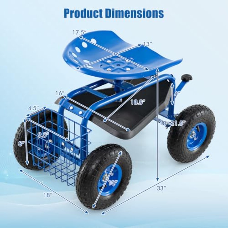 Garden Seat with Wheels: Steel - Gardening Tools And Uses のレビューと価格