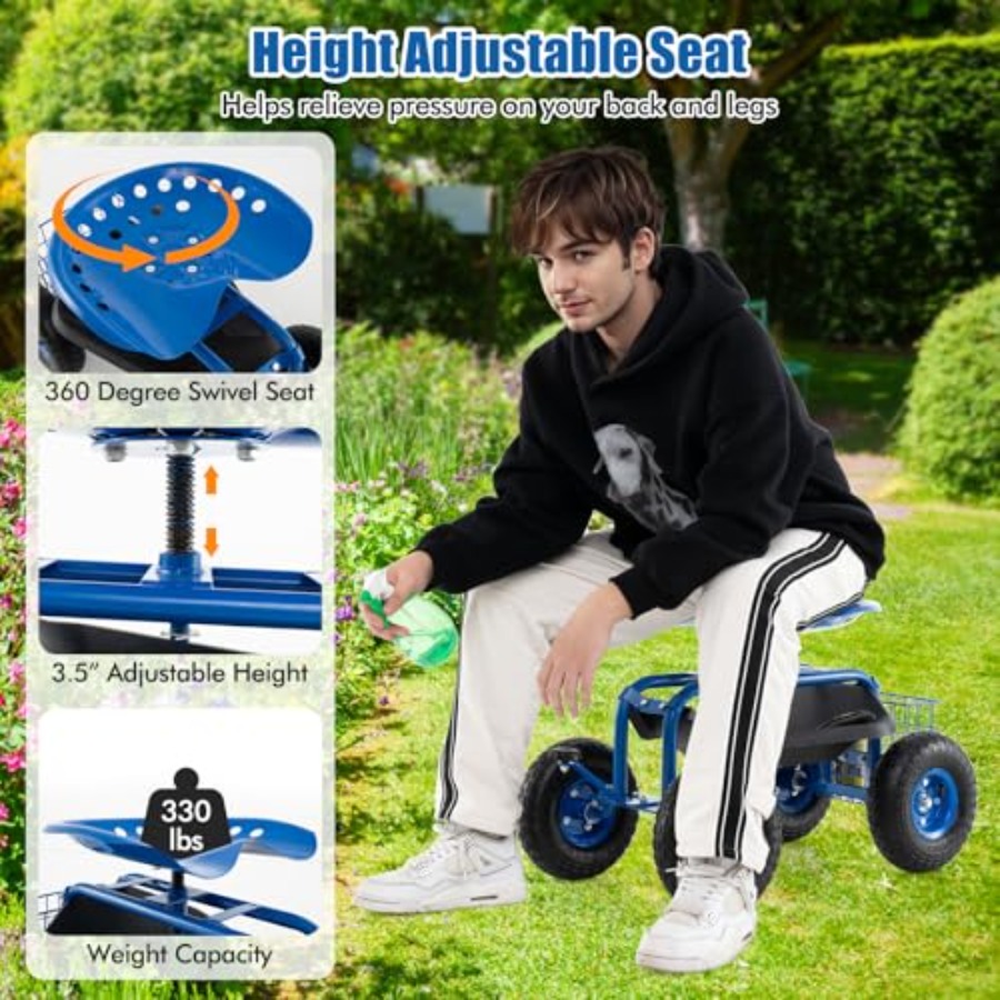 Garden Seat with Wheels: Steel - Gardening Tools And Uses のレビューと価格