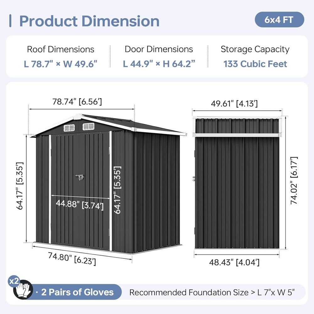 6x4 Outdoor Storage Shed, Meta - Gardening Tool のレビューと価格