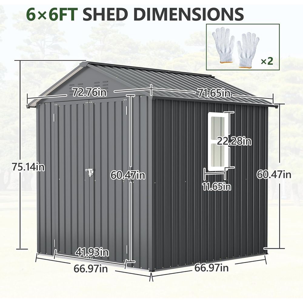6x6 Metal Outdoor Storage Shed - Gardening Tool のレビューと価格