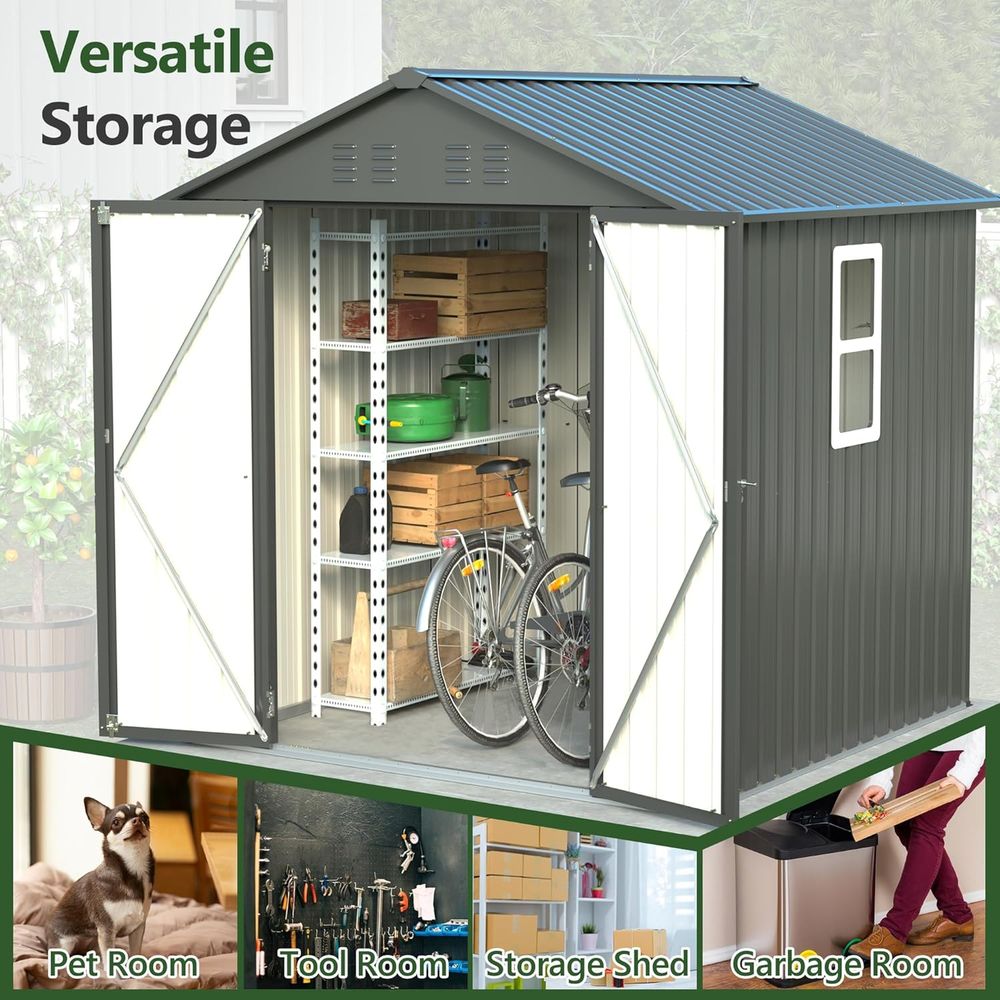 6x6 Metal Outdoor Storage Shed - Gardening Tool のレビューと価格