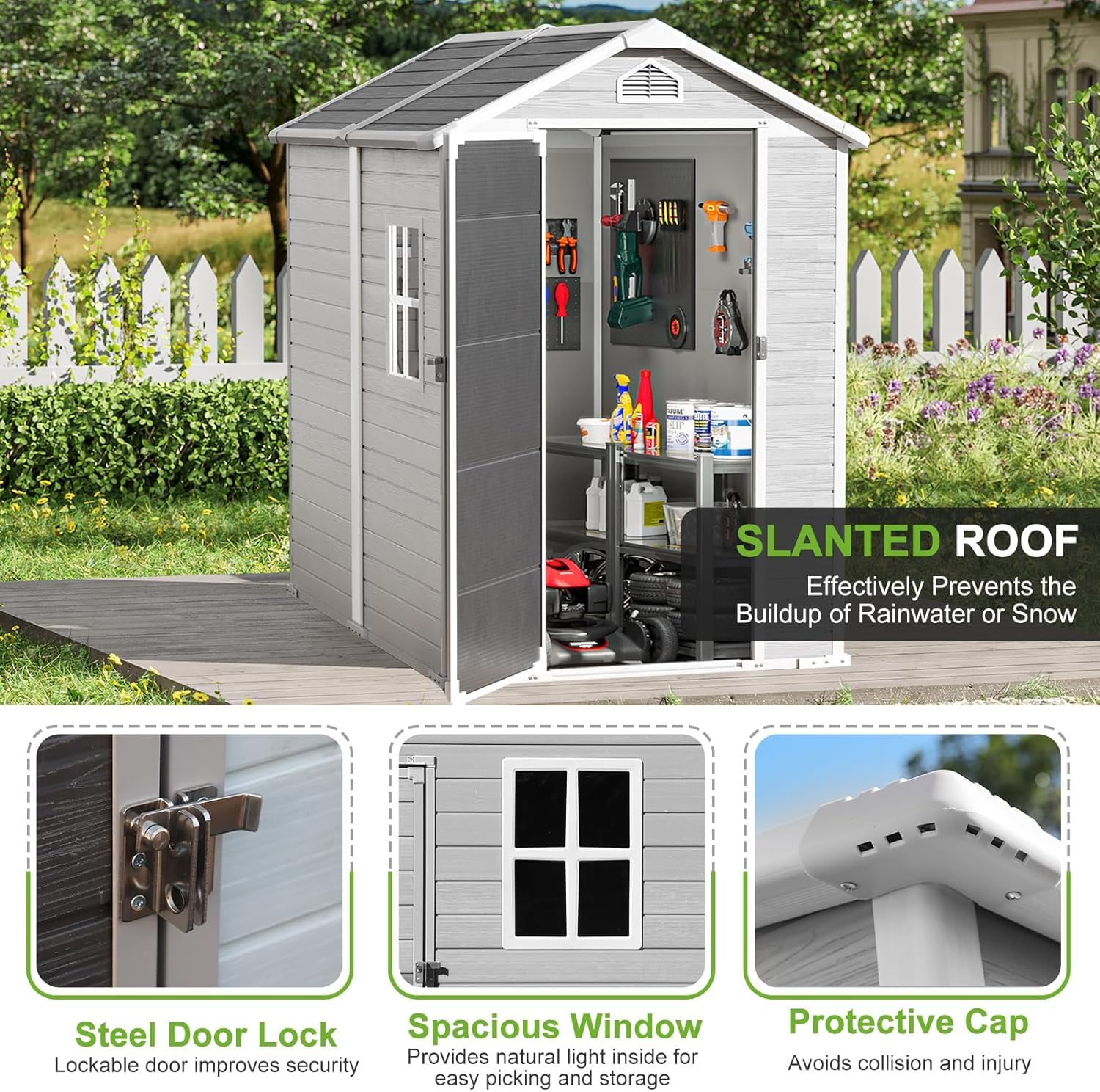 4x6 FT Plastic Storage Shed Wa - Gardening Tool のレビューと価格