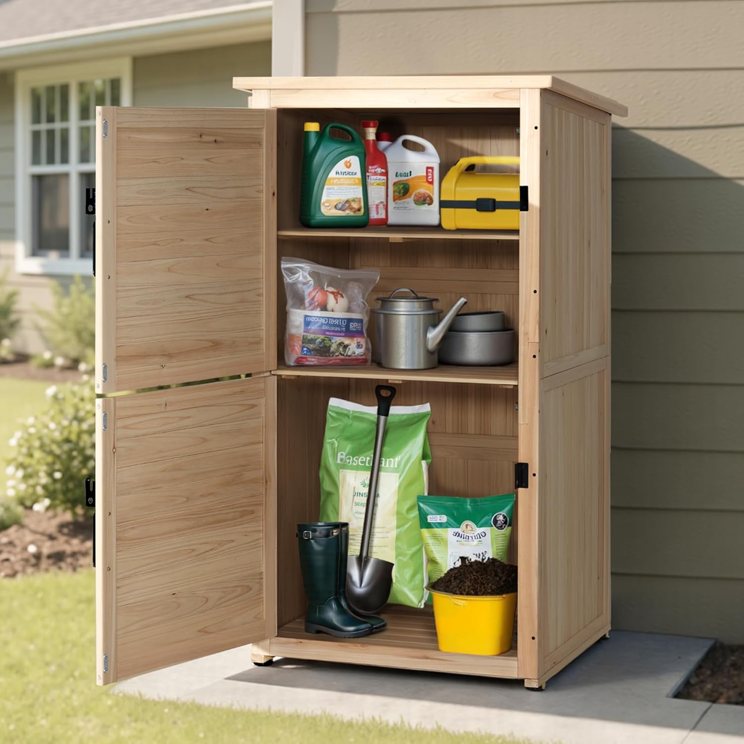 30in Deep Wood Outdoor Storage - Gardening Tool のレビューと価格