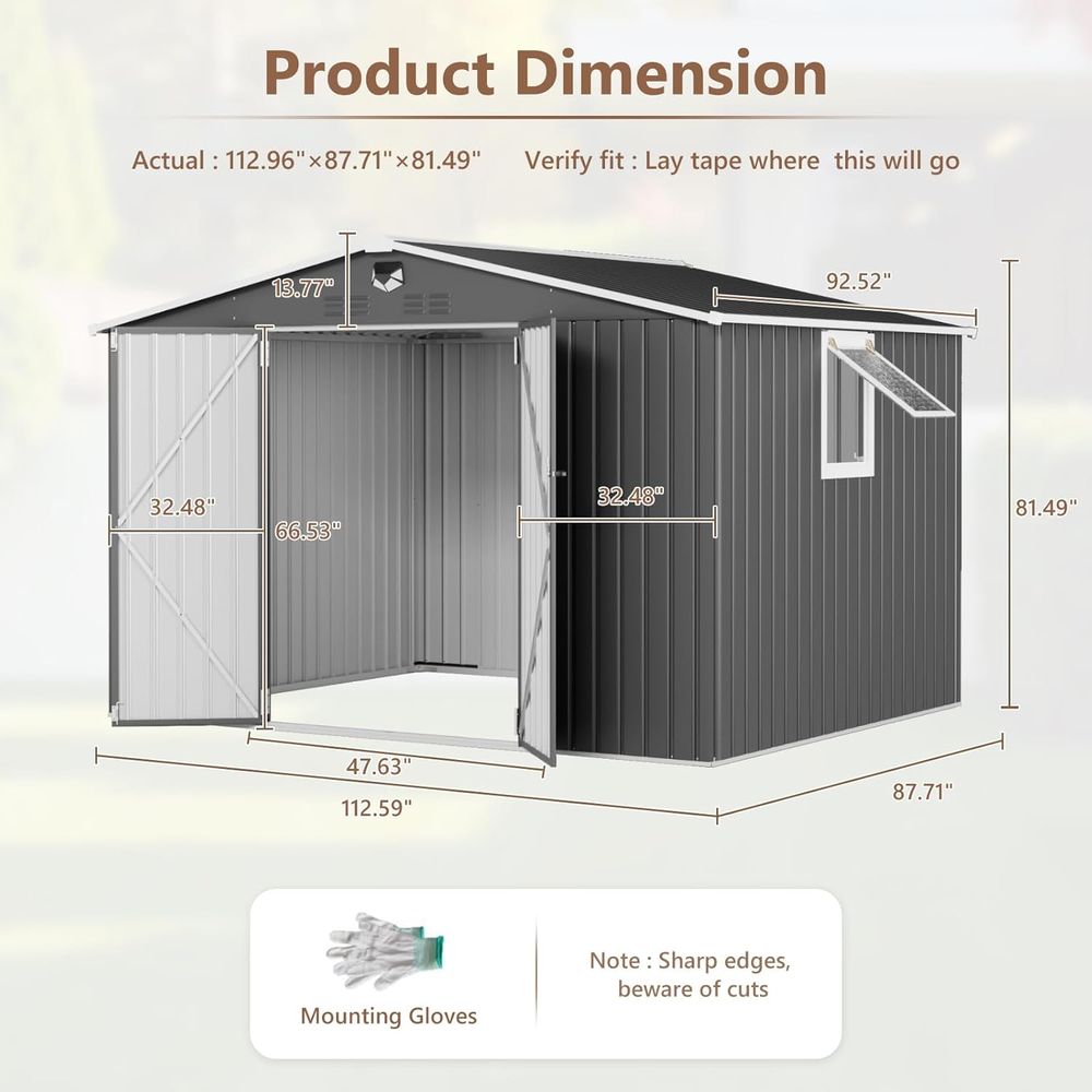 10x8 Outdoor Metal Storage She - Gardening Tool のレビューと価格