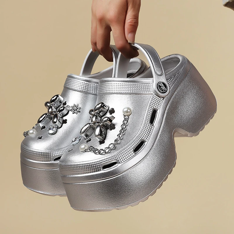 New Women's Silver Platform Cl - Gardening Tools For Women のレビューと価格