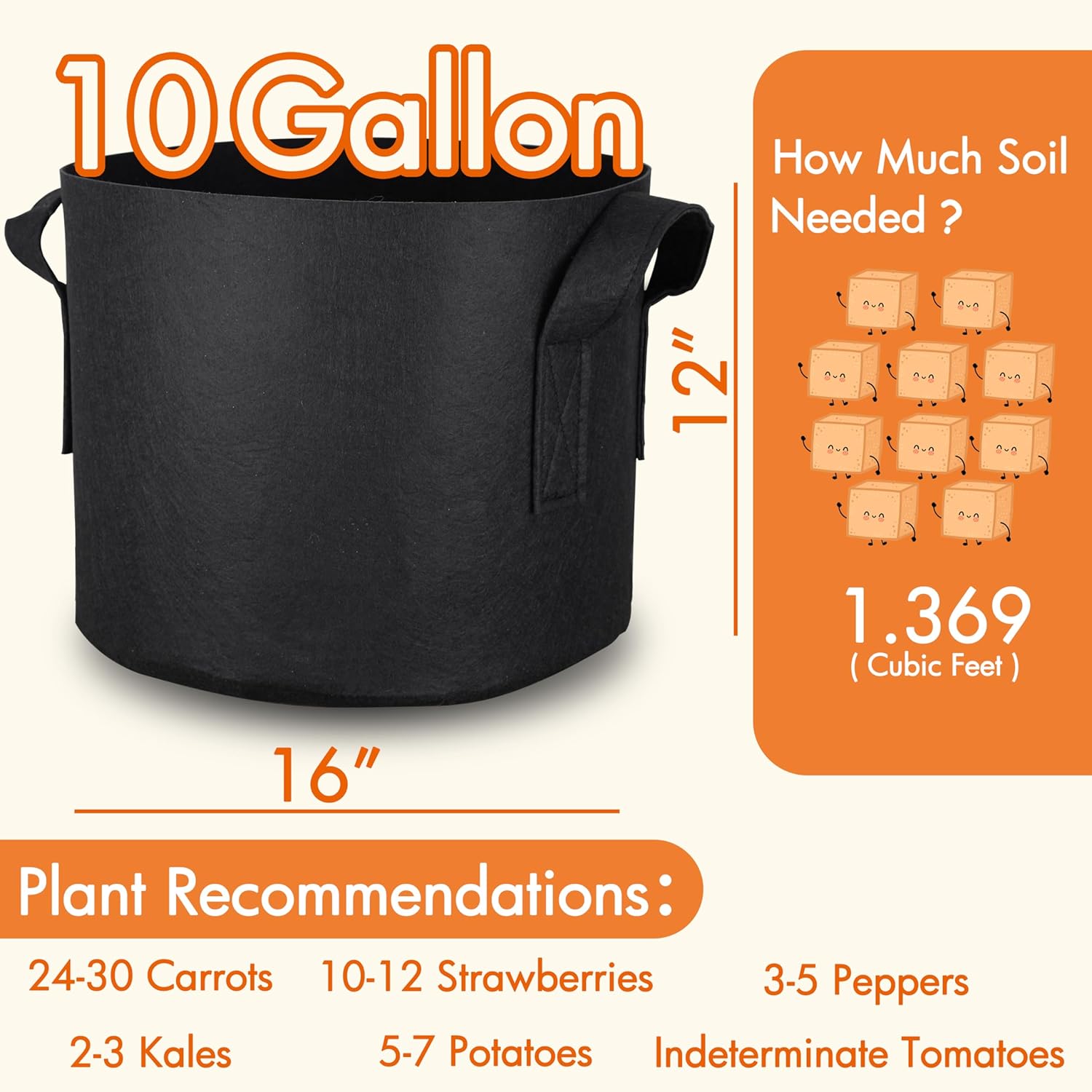 10-Pack 10 Gallon Grow Bags, 3 - Grow Bags のレビューと価格
