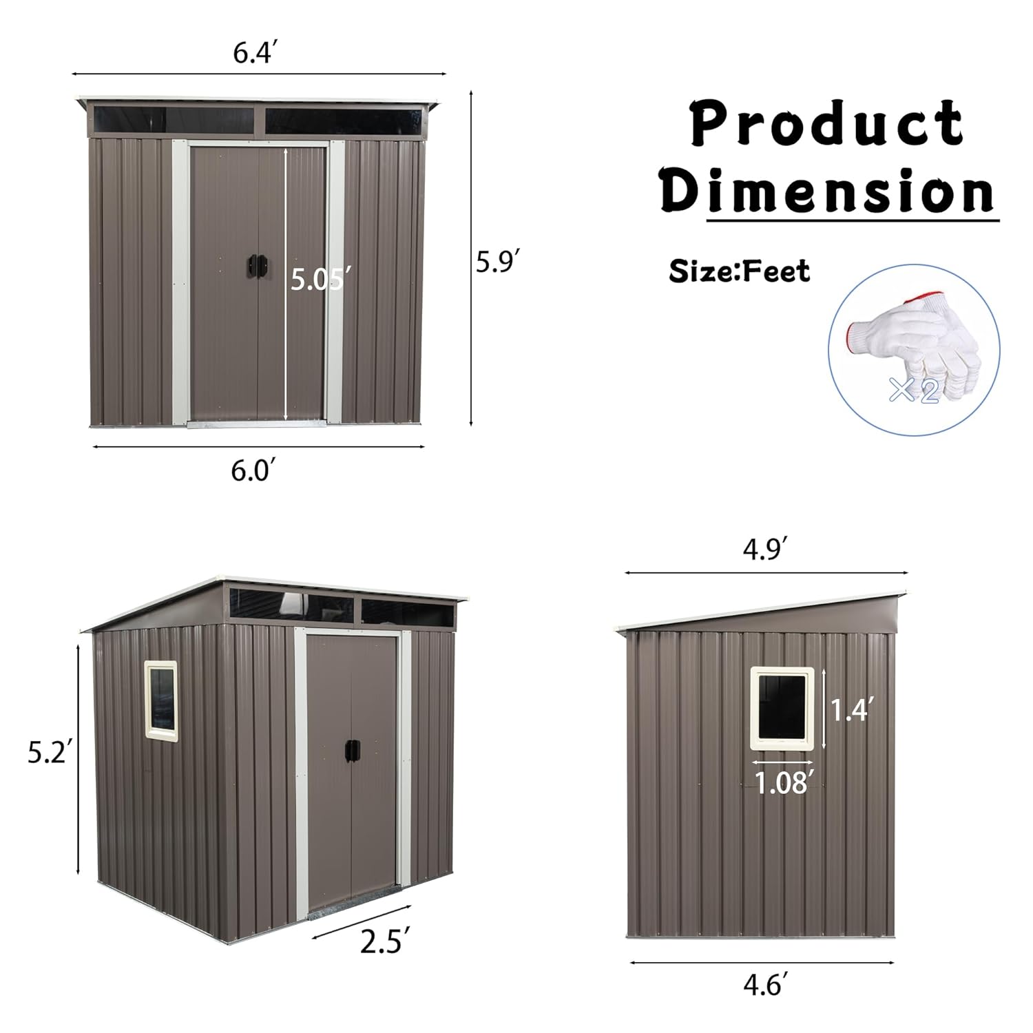 6X5 FT Outdoor Storage Shed, W - Gardening Tool のレビューと価格