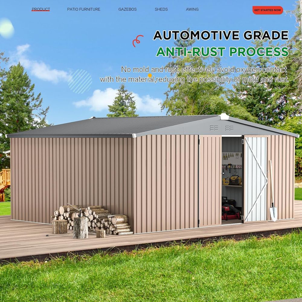 14' x 12' Outdoor Metal Storag - Gardening Tool のレビューと価格
